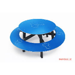 Table d'extérieur ronde avec banc ourson
