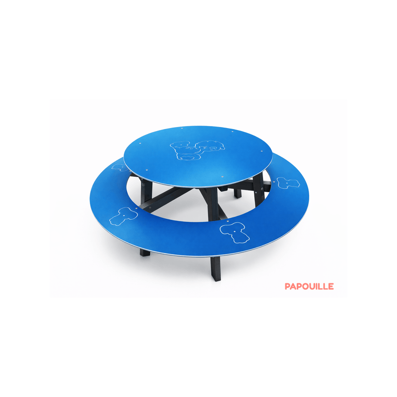 Table d'extérieur ronde avec banc ourson