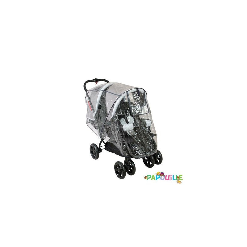 Habillage de pluie poussette double avec canopy transparent
