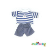 T-shirt marin et short en jeans pour poupon 40cm