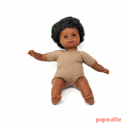 Poupon corps mou avec cheveux africain 30cm garçon