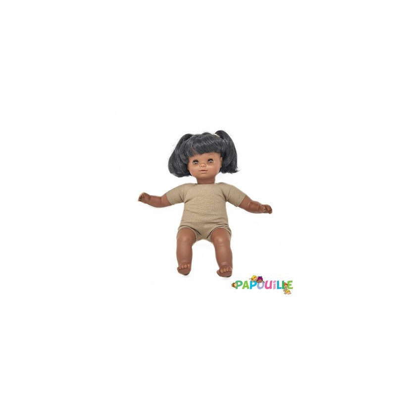 Poupée corps mou avec cheveux 30cm fille africain