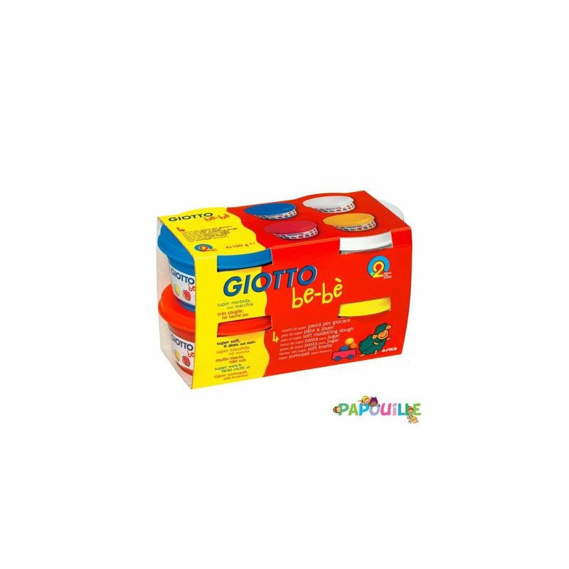 4 pates a modeler naturel  - 100g  (rouge-jaune-blanc-cyan)