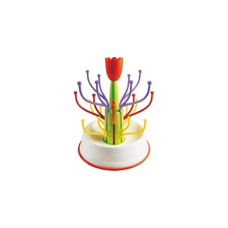 Égouttoir sèche biberons à tige tulipe rouge