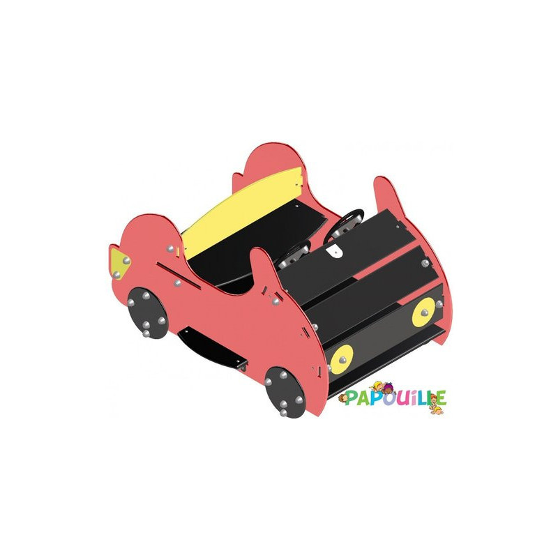 Voiture pour aire de jeu avec ressort en bois