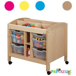 Meuble de rangement sur roulettes avec bacs naturel