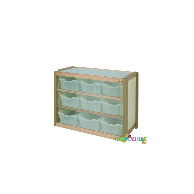 Meuble de rangement 9 casiers translucides jaune