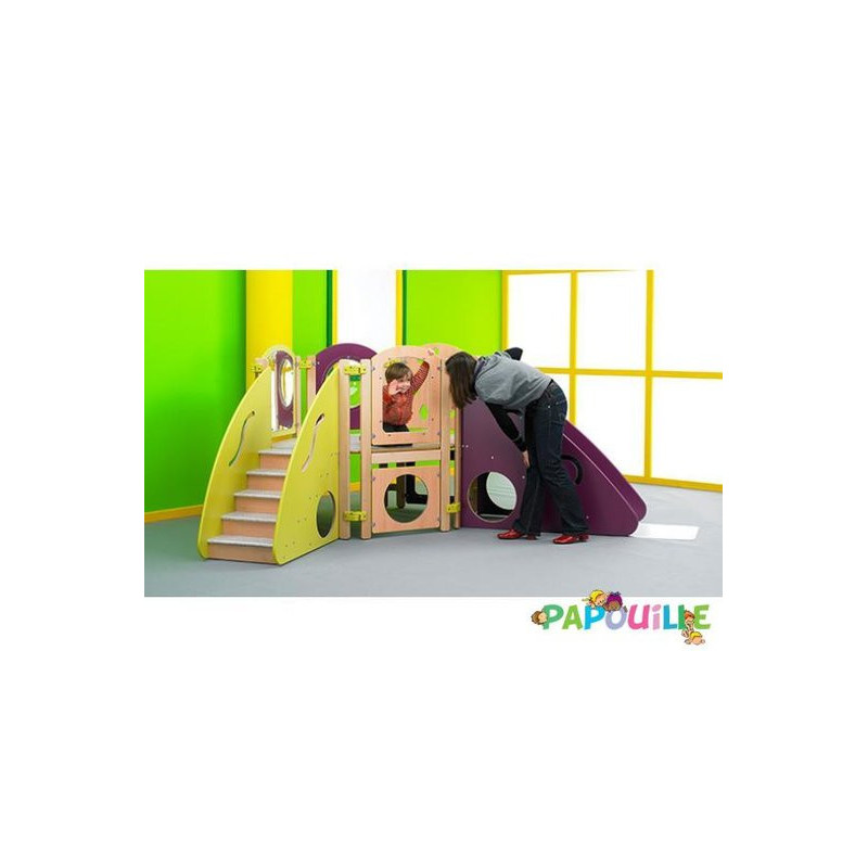 Structure escapade en angle vert prune