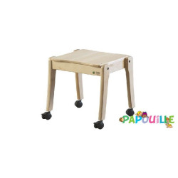 Tabouret bois sur roulettes