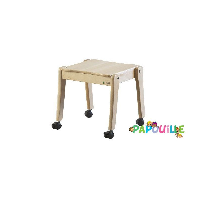 Tabouret bois sur roulettes