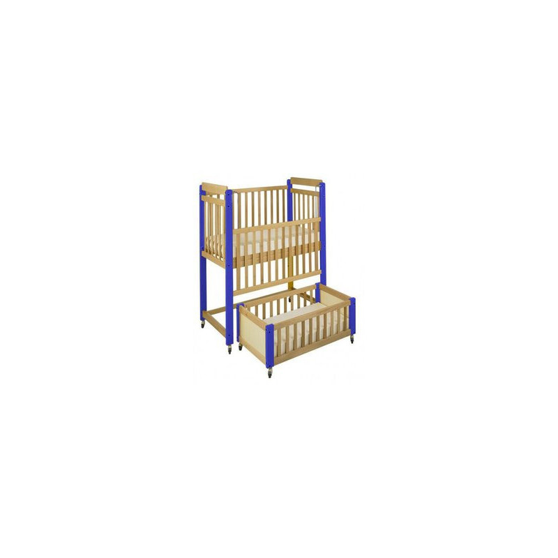 Lit en bois surélevé double couchage vernis