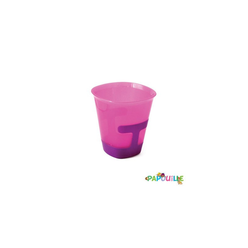 Gobelet anti-dérapant bi matière rose