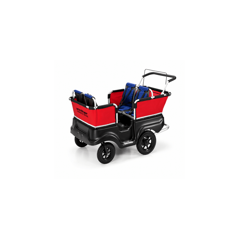 Poussette chariot quadruple kiddy bus tortue 4 places