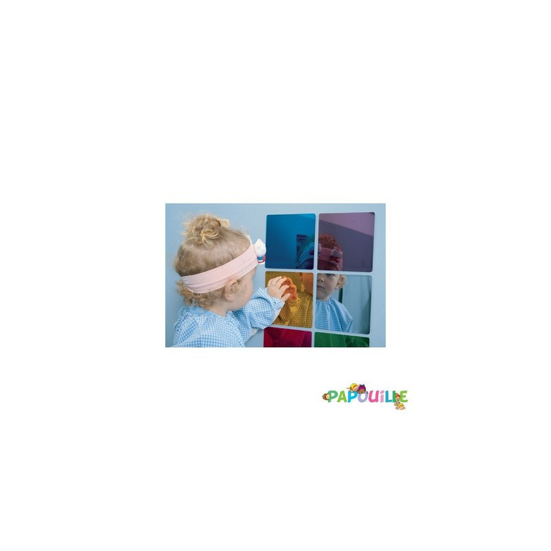 Miroirs acrylique de couleur enfant 15x15cm - lot de 6