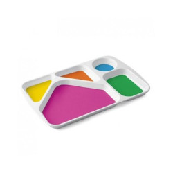 Plateau repas 5 compartiments mélamine colores