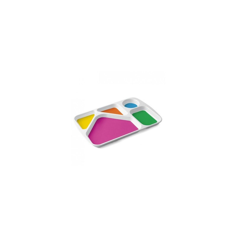Plateau repas 5 compartiments mélamine colores