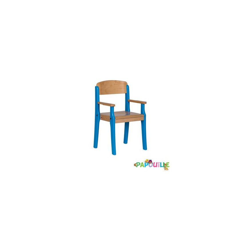 Fauteuil enfant en bois avec accoudoir t3 h.35cm vernis
