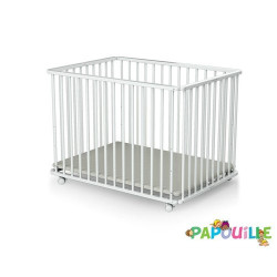 Parc enfant pliant à roulettes réglable 3 hauteurs blanc