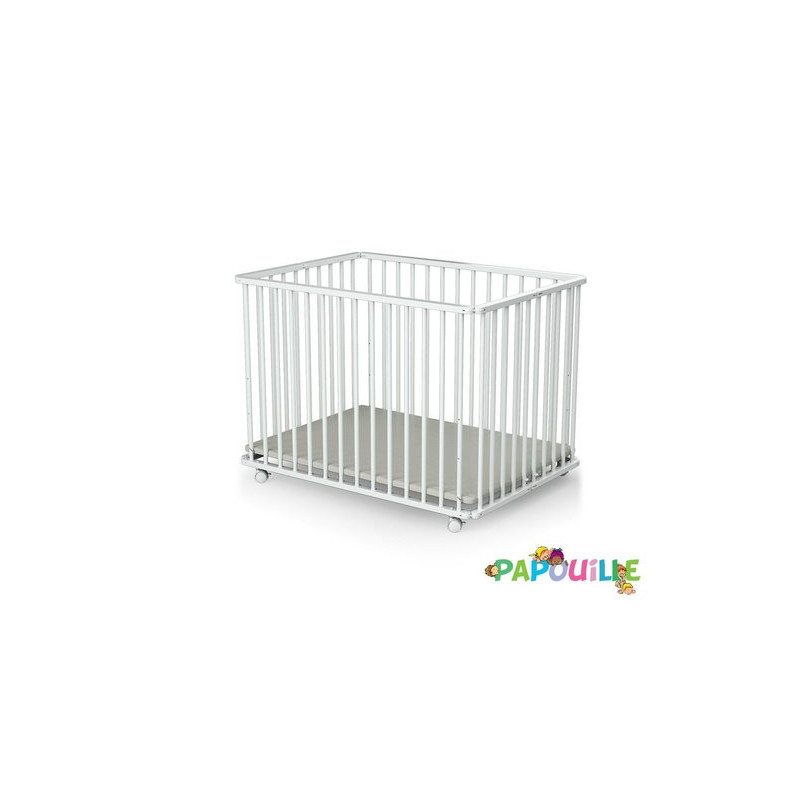 Parc enfant pliant à roulettes réglable 3 hauteurs blanc