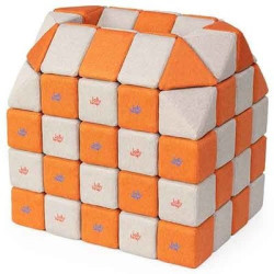 Cubes de constructions magnétiques de psychomotricité tissu 100 pièces bleu