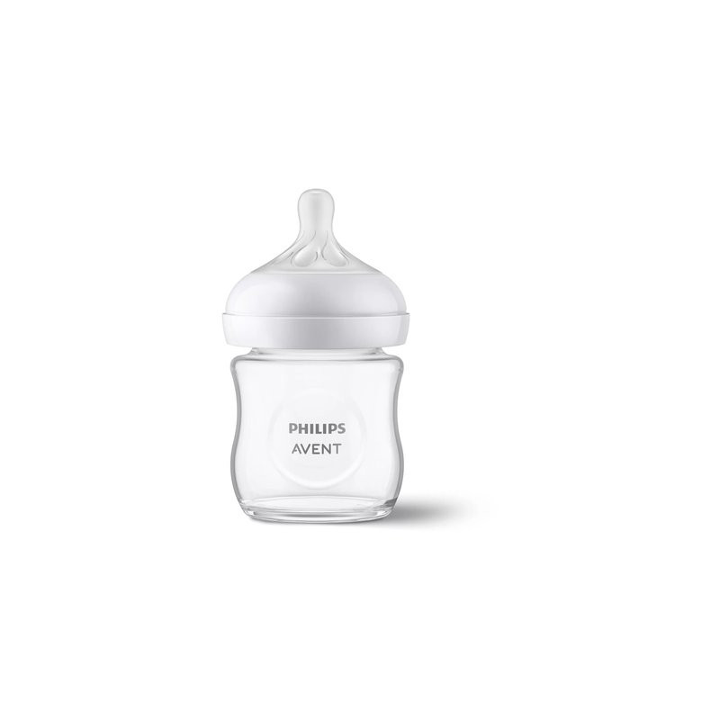 Biberon natural 120ml col large ergonomique verre ( avent ) 0 - 12 mois