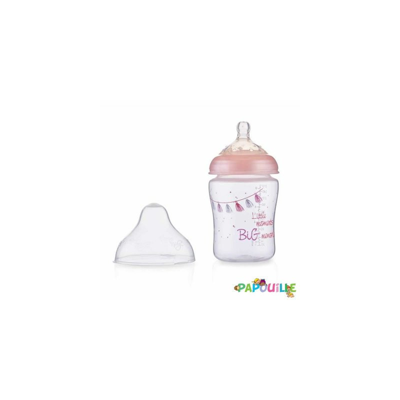 Biberon - little moments - débit lent - 270ml - 0m+ ( nuby ) rose