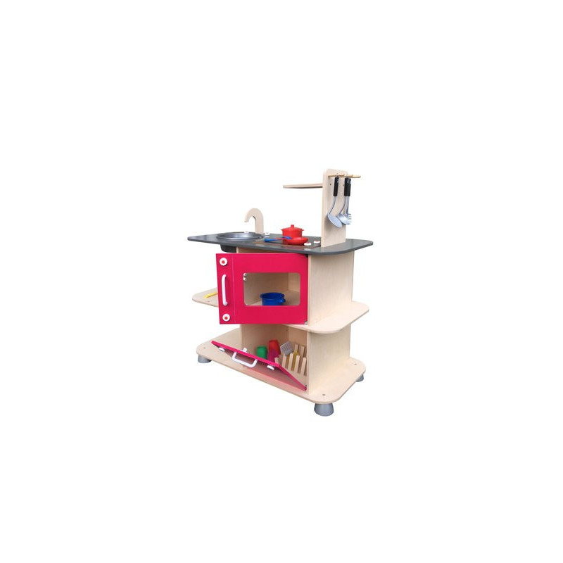 Cuisine ilot central en bois compact