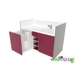 Meuble à langer une cuve - modèle 1 - 1500 x 830 mm prune