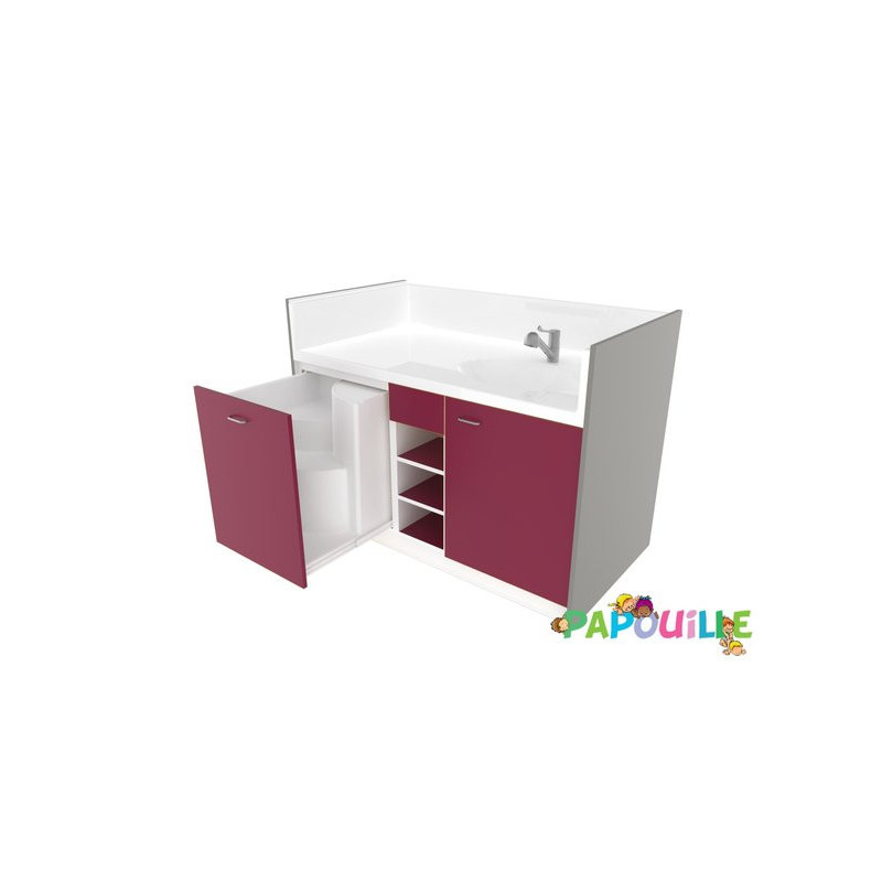 Meuble à langer une cuve - modèle 1 - 1500 x 830 mm prune