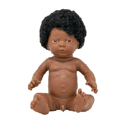 Poupon corps dur avec cheveux africain 40cm garçon mazal
