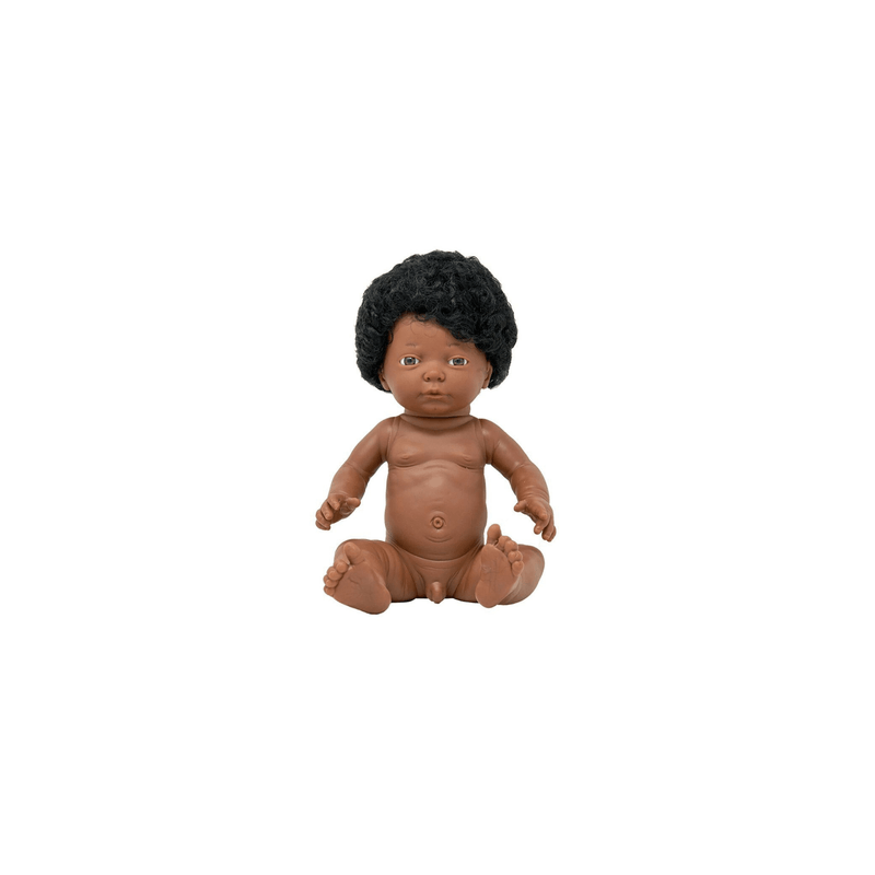 Poupon corps dur avec cheveux africain 40cm garçon mazal