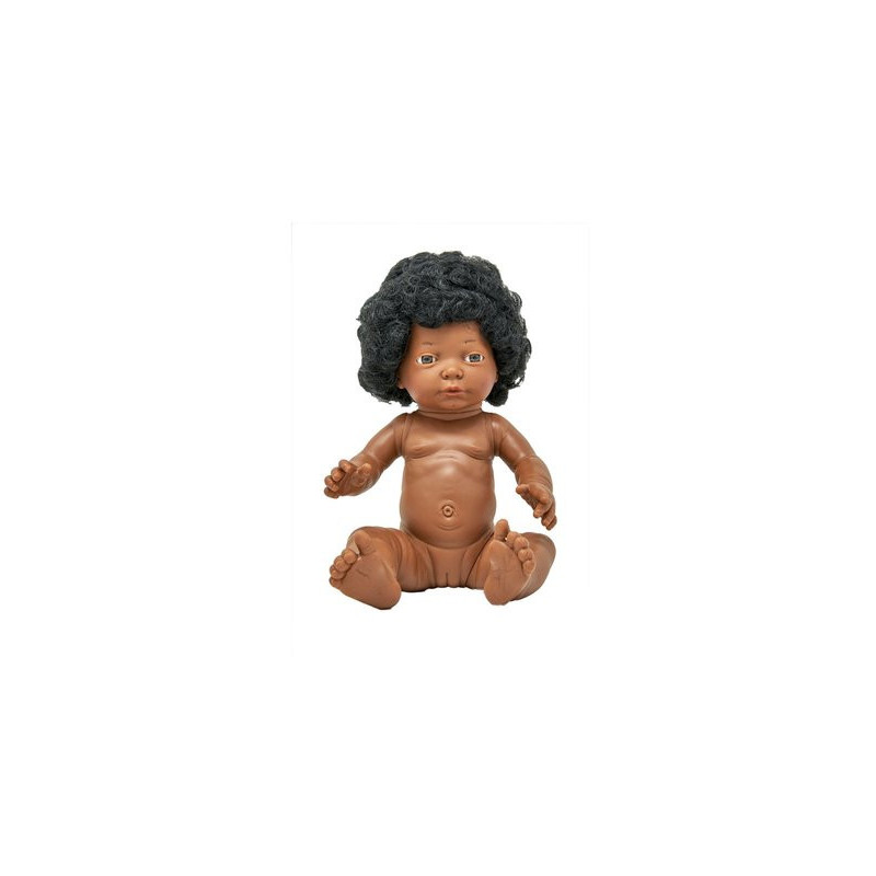 Poupée corps dur avec cheveux africain 40cm fille mazal