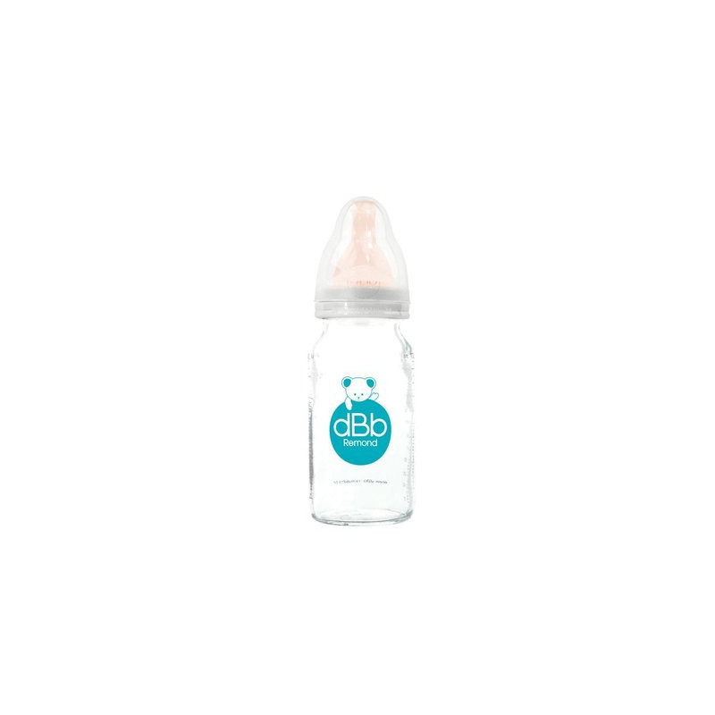 Biberon 110 ml verre "regul'air" tétine nn caoutchouc - couleur blanc