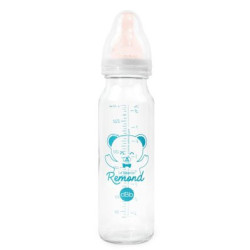 Biberon verre 240 ml, "régul'air", tétine nn caoutchouc - blanc -
