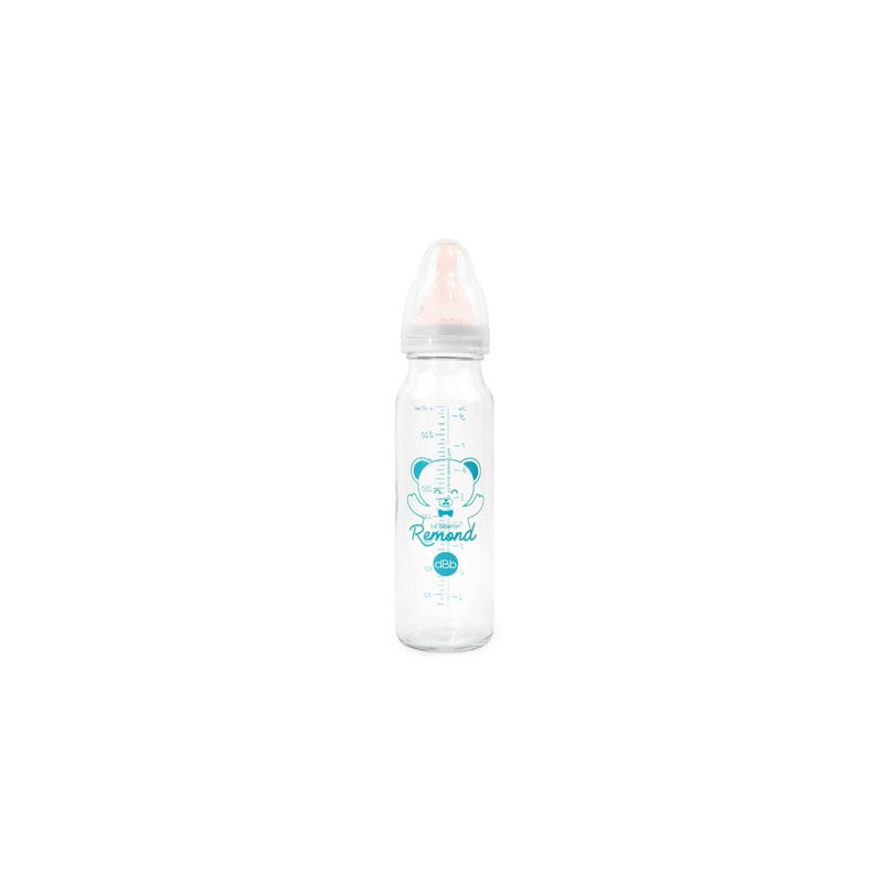 Biberon verre 240 ml, "régul'air", tétine nn caoutchouc - blanc -