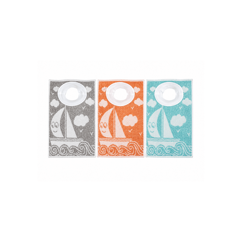 Bavoir bateau à encolure bord côte coton 35 x 50 cm
