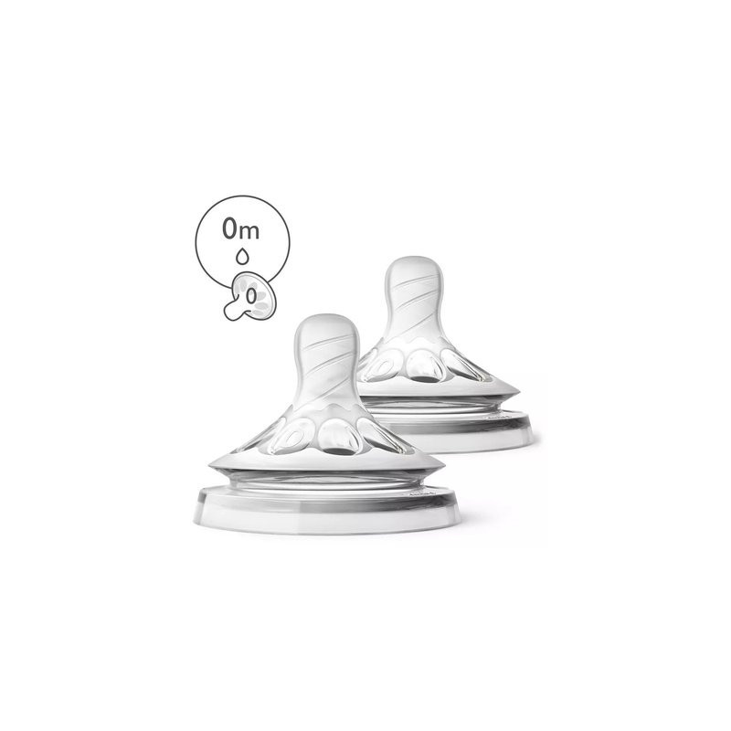 Lot de 2 tétines natural débit nouveau-né - 0 mois+ avent
