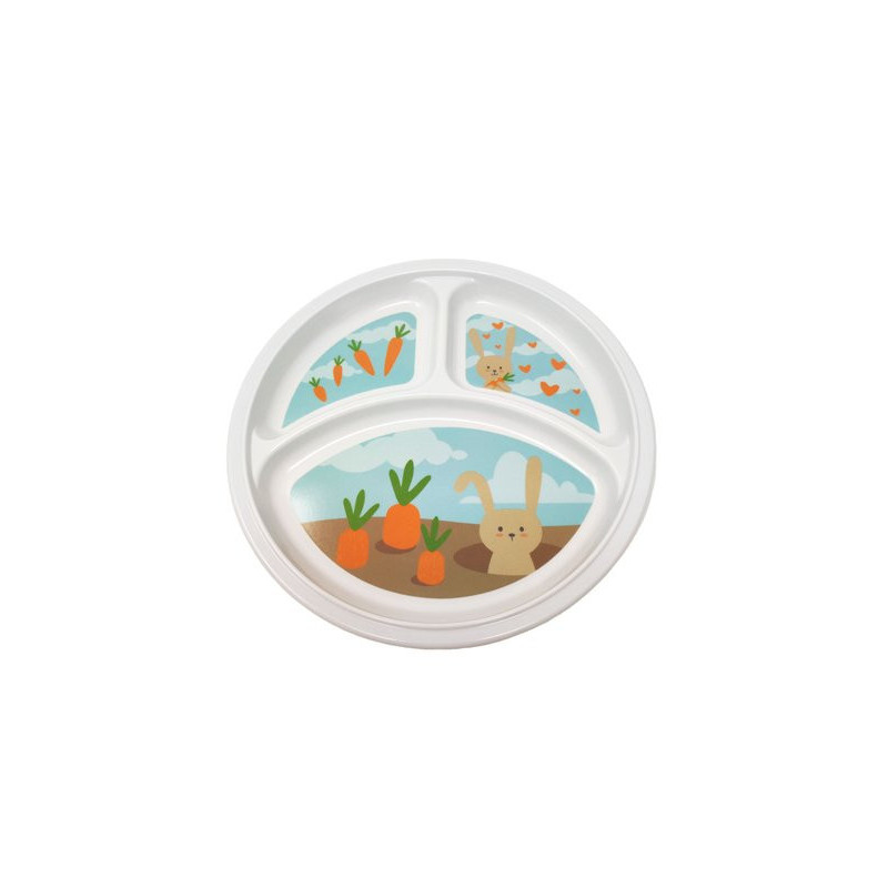 Assiette 3 compartiments mélamine lapin gourmet