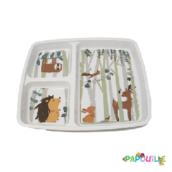 Plateau repas 3 compartiments melamine animaux de la forêt