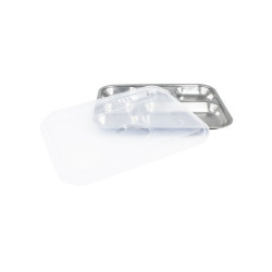 Plateau 5 compartiments inox 30,5 x 23,5 x 2,5 cm avec couvercle