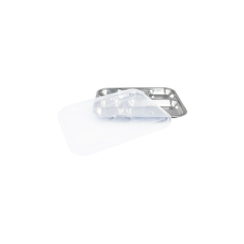 Plateau 5 compartiments inox 30,5 x 23,5 x 2,5 cm avec couvercle