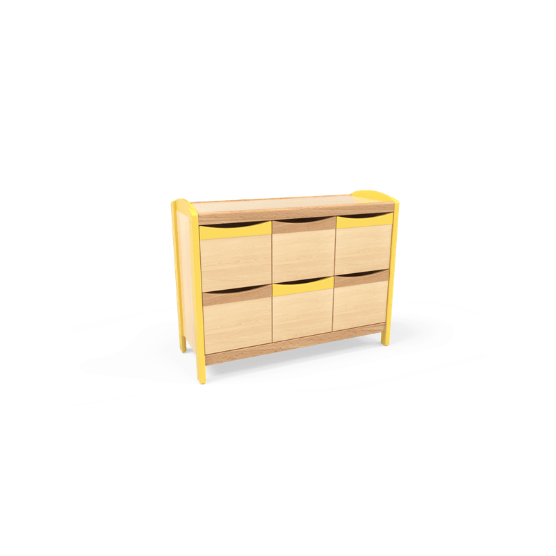 Meuble de rangement 6 cases crèche jaune