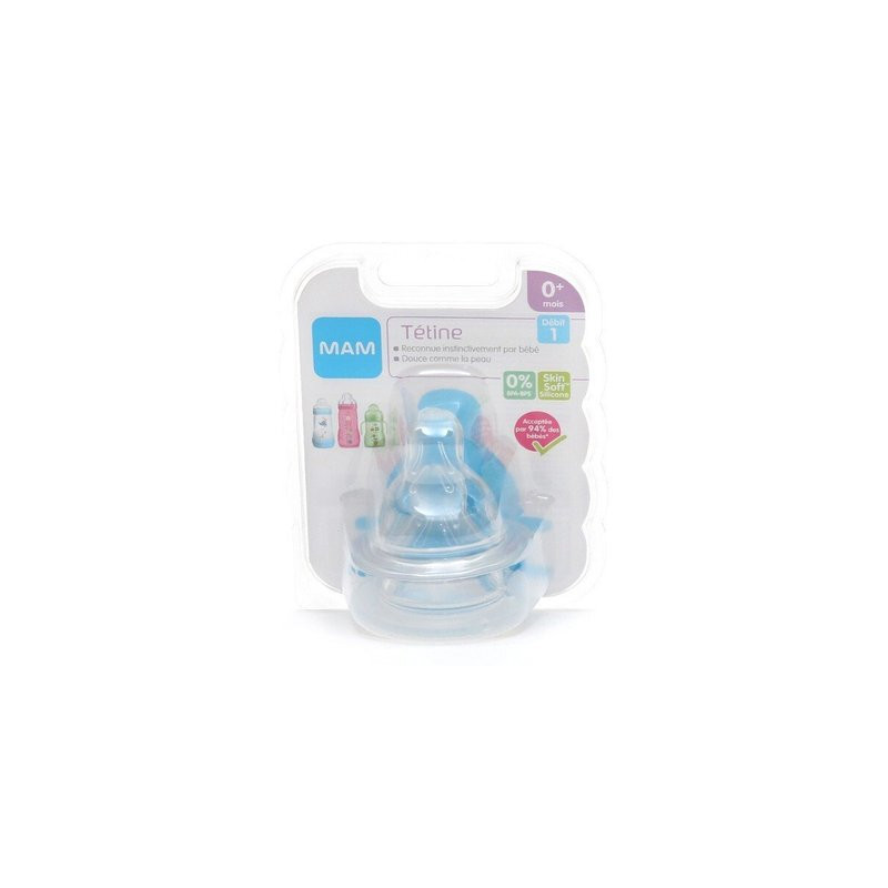 Lot de 2 Tétines anatomiques - Débit 1 - Lent - Silicone MAM