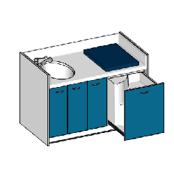 Table à langer 1cuve sabot 1500 x 850mm