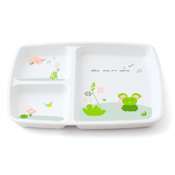 Plateau repas 3 compartiments melamine souris verte
