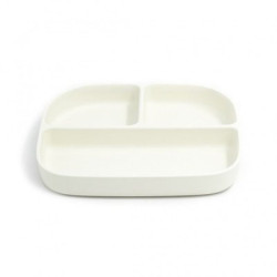 Assiette en pla 3 compartiments rectangulaire blanc écologique