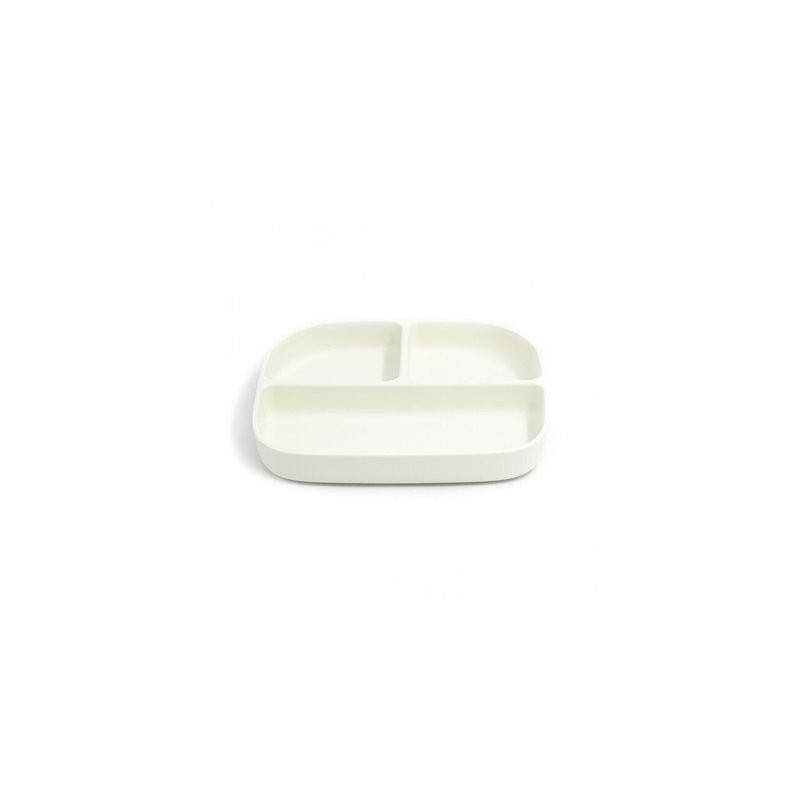 Assiette en pla 3 compartiments rectangulaire blanc écologique