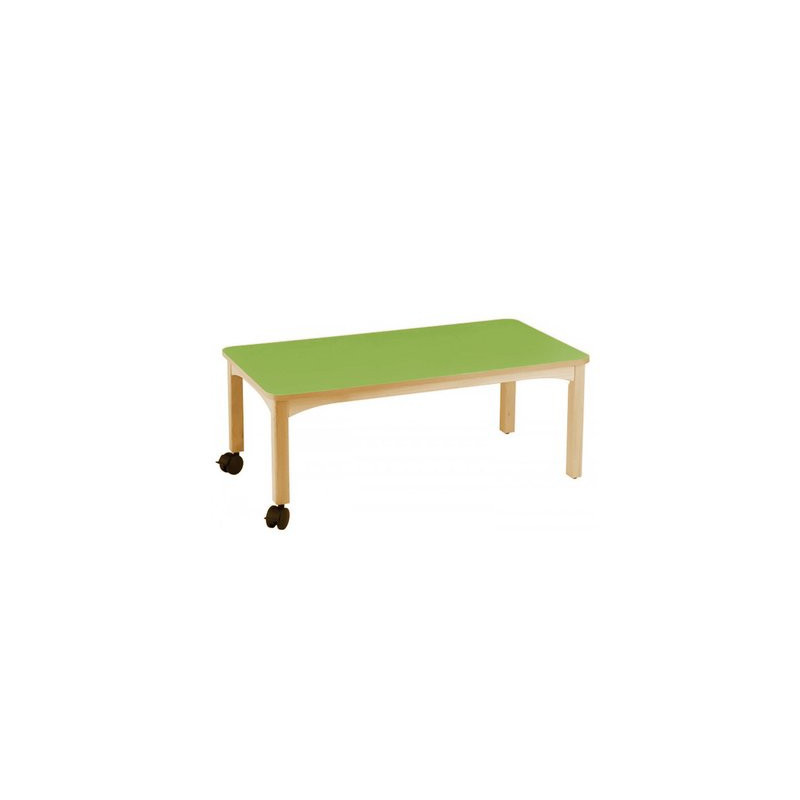 Table en bois à roulettes 120x60cm h.36cm t00 naturel