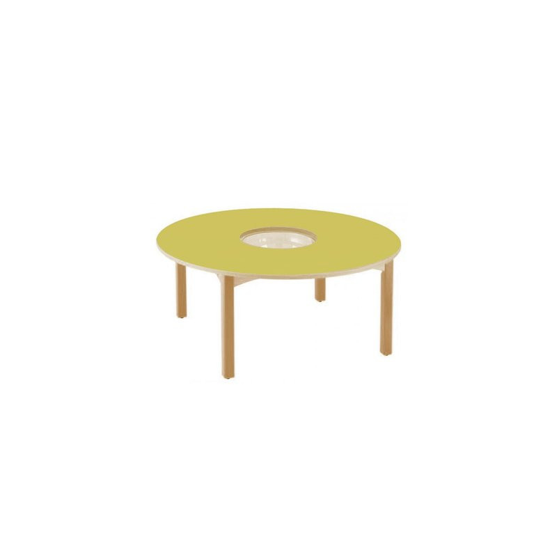 Table en bois a bac central t1 h46 vernis