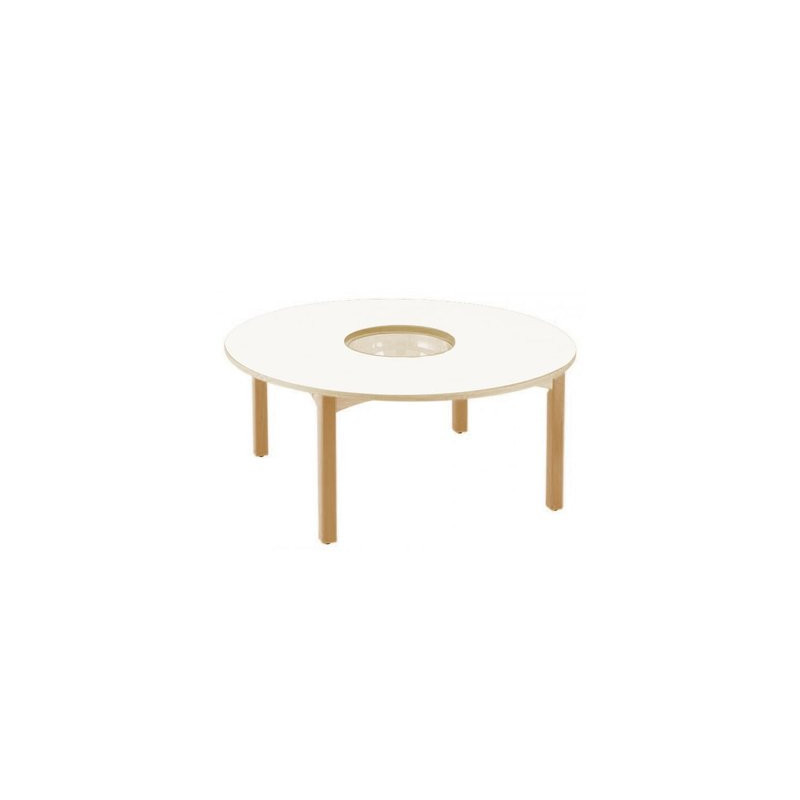 Table en bois a bac central t2 h53 vernis
